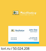 Presentation on laptop  logo Design with business card template. Elegant corporate identity. - Vector. Стоковая иллюстрация, агентство Ingram Publishing / Фотобанк Лори