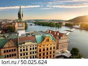 The View on summer Prague above River Vltava. Стоковое фото, агентство Ingram Publishing / Фотобанк Лори