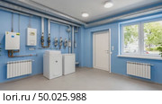 Modern boiler room with heating system and pipes. Стоковое AI-видео, аниматор Юрий Поздников / Фотобанк Лори