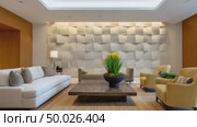Modern hotel lobby showing subtle lighting changes. Стоковое AI-видео, аниматор Юрий Поздников / Фотобанк Лори