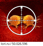 Treatment for malignant cancer cells in a human body caused by environmental carcinogens and genetics as a target aiming at the cancerous cell as an immunotherapy therapy as a 3D illustration. Стоковое фото, агентство Ingram Publishing / Фотобанк Лори