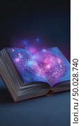 Magic spell book opening with glowing pentagram and runes. Стоковое AI-видео, аниматор Юрий Поздников / Фотобанк Лори