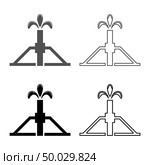 Oil well Derrick rig for oil in out icon set grey black color vector illustration outline flat style simple image. Стоковая иллюстрация, агентство Ingram Publishing / Фотобанк Лори