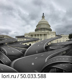 USA government confusion and United States politics problem and american federal legislation trouble as a national political symbol with 3D illustration elements. Стоковое фото, агентство Ingram Publishing / Фотобанк Лори