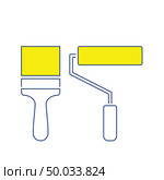 Icon of construction paint brushes. Thin line design. Vector illustration. Стоковая иллюстрация, агентство Ingram Publishing / Фотобанк Лори