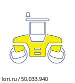 Icon of road roller. Thin line design. Vector illustration. Стоковое фото, агентство Ingram Publishing / Фотобанк Лори