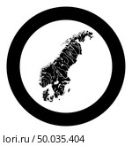 Map of Scandinavia icon black color vector in circle round illustration flat style simple image. Map of Scandinavia icon black color vector in circle round illustration flat style image. Стоковая иллюстрация, агентство Ingram Publishing / Фотобанк Лори