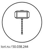 Thor’s hammer Mjolnir icon outline black color vector in circle round illustration flat style simple image. Стоковая иллюстрация, агентство Ingram Publishing / Фотобанк Лори