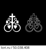 Cross vine Cross monogram Symbol secret communion sign Religious cross anchors icon set white color vector illustration flat style simple image. Стоковая иллюстрация, агентство Ingram Publishing / Фотобанк Лори