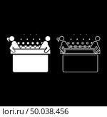 Hot whirlpool with woman and man Spa Bathtub with foam bubbles Bath Relax bathroom Bath spa icon set white color vector illustration flat style simple image. Стоковая иллюстрация, агентство Ingram Publishing / Фотобанк Лори
