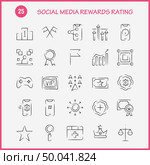 Social Media Rewards Rating Hand Drawn Icon Pack For Designers And Developers. Icons Of Cinema, Movie, Ticket, Rating, Gear, Settings, Social Media, Vector. Стоковая иллюстрация, агентство Ingram Publishing / Фотобанк Лори