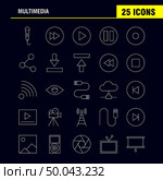 Multimedia Line Icon for Web, Print and Mobile UX/UI Kit. Such as: Microphone, Mike, Music, Audio, Fast, Forward, Move, Play, Pictogram Pack. - Vector. Стоковая иллюстрация, агентство Ingram Publishing / Фотобанк Лори