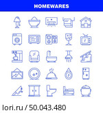 Home wares Line Icons Set For Infographics, Mobile UX/UI Kit And Print Design. Include: Appliances, Home, Home Ware, House, Pan, Bathroom, Furniture, Icon Set - Vector. Стоковая иллюстрация, агентство Ingram Publishing / Фотобанк Лори