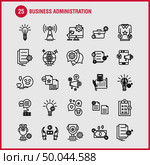 Business Administration Line Icons Set For Infographics, Mobile UX/UI Kit And Print Design. Include: Internet Setting, Setting, Gear, Globe, Tshirt, Shirt, Sports Eps 10 - Vector. Стоковая иллюстрация, агентство Ingram Publishing / Фотобанк Лори