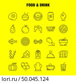 Food And Drink Line Icons Set For Infographics, Mobile UX/UI Kit And Print Design. Include: Bread, Food, Loaf, Ice Cream, Cream, Food, Eat, Icon Set - Vector. Стоковая иллюстрация, агентство Ingram Publishing / Фотобанк Лори