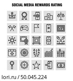 Social Media Rewards Rating Line Icon Pack For Designers And Developers. Icons Of Cinema, Movie, Ticket, Rating, Gear, Settings, Social Media, Vector. Стоковая иллюстрация, агентство Ingram Publishing / Фотобанк Лори