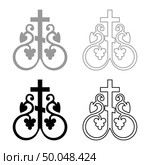 Cross vine Cross monogram Symbol secret communion sign Religious cross anchors icon set black grey color vector illustration flat style simple image. Стоковая иллюстрация, агентство Ingram Publishing / Фотобанк Лори