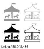 Carousel roundabout merry-go-round Vintage merry-go-round icon set black grey color vector illustration flat style simple image. Стоковая иллюстрация, агентство Ingram Publishing / Фотобанк Лори