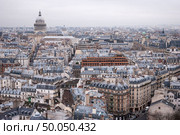view of one of the towers of Notre Dame . In the background is seen Pantheon of Paris.. view in Paris. Стоковое фото, агентство Ingram Publishing / Фотобанк Лори