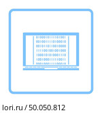 Laptop With Binary Code Icon. Blue Frame Design. Vector Illustration. Стоковая иллюстрация, агентство Ingram Publishing / Фотобанк Лори