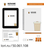 Dustbin Business Logo, Tab App, Diary PVC Employee Card and USB Brand Stationary Package Design Vector Template. Стоковая иллюстрация, агентство Ingram Publishing / Фотобанк Лори