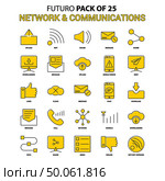 Network and Communication Icon Set. Yellow Futuro Latest Design icon Pack. Стоковая иллюстрация, агентство Ingram Publishing / Фотобанк Лори
