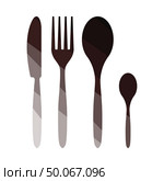 Silverware set icon. Flat color design. Vector illustration. Стоковая иллюстрация, агентство Ingram Publishing / Фотобанк Лори
