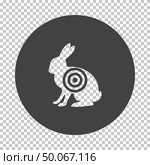 Hare silhouette with target  icon. Subtract stencil design on tranparency grid. Vector illustration. Стоковая иллюстрация, агентство Ingram Publishing / Фотобанк Лори