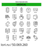 Medical Line Icon Set - 25 Dashed Outline Style. Стоковая иллюстрация, агентство Ingram Publishing / Фотобанк Лори