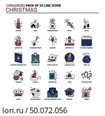 Vintage Christmas Icon set - 25 Flat Line icon set. Стоковая иллюстрация, агентство Ingram Publishing / Фотобанк Лори