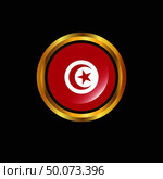 Tunisia flag Golden button. Стоковая иллюстрация, агентство Ingram Publishing / Фотобанк Лори