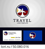 Travel Phillipines Creative Circle flag Logo and Business card design. Стоковая иллюстрация, агентство Ingram Publishing / Фотобанк Лори