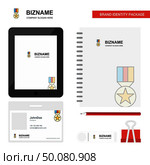 Medal Business Logo, Tab App, Diary PVC Employee Card and USB Brand Stationary Package Design Vector Template. Стоковая иллюстрация, агентство Ingram Publishing / Фотобанк Лори