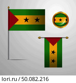 Sao Tome and Principe waving Flag design with badge vector. Стоковая иллюстрация, агентство Ingram Publishing / Фотобанк Лори