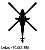 Helicopter top view Battle helicopter icon black color vector illustration flat style simple image. Стоковая иллюстрация, агентство Ingram Publishing / Фотобанк Лори