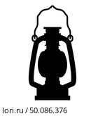 Kerosene lamp Camping lantern Retro gas lamp vintage icon black color vector illustration flat style simple image. Стоковая иллюстрация, агентство Ingram Publishing / Фотобанк Лори