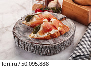 Bruschetta with jamon and caper berries. Стоковое фото, фотограф Андрей Старостин / Фотобанк Лори