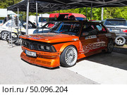 Modified BMW E21 Drift Machine with Wide Body Kit Parked in Paddock. Alytus, Lithuania, 25 May 2025. Редакционное фото, фотограф Zydrius Tartenis / Фотобанк Лори