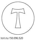 Cross monogram T Symbol Saint Anthony Apostle sign Religious cross icon in circle round outline black color vector illustration flat style simple image. Стоковая иллюстрация, агентство Ingram Publishing / Фотобанк Лори