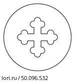 Cross trefoil shamrock Cross monogram Religious cross icon in circle round outline black color vector illustration flat style simple image. Стоковая иллюстрация, агентство Ingram Publishing / Фотобанк Лори