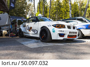 Widebody White BMW Drift Coupe with Aggressive Aero Kit. Alytus, Lithuania, 25 May 2025. Редакционное фото, фотограф Zydrius Tartenis / Фотобанк Лори
