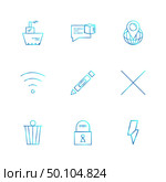 wifi , dustbin , pencil , lock , user interface icons , arrows , navigation , wifi , internet , technology , apps , icon, vector, design,  flat,  collection, style, creative,  icons. Стоковая иллюстрация, агентство Ingram Publishing / Фотобанк Лори