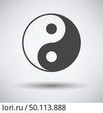Yin and yang icon on gray background with round shadow. Vector illustration. Стоковая иллюстрация, агентство Ingram Publishing / Фотобанк Лори