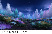 Enchanting forest with vibrant neon colors. Стоковое AI-изображение, AI-художник Юрий Поздников / Фотобанк Лори