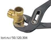 Разводной ключ, краны и фитинги на белом фоне. Diverter wrench, faucets and fittings on white background. Стоковое фото, фотограф Татьяна Д / Фотобанк Лори
