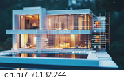 Modern luxurious house with pool is depicted with an overlaid digital blueprint, illustrating advanced architectural design and smart home integration. Стоковое AI-видео, аниматор Елена Никишина / Фотобанк Лори