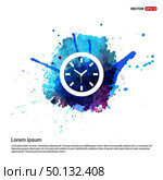 Wall Clock Icon - Watercolor Background. Стоковая иллюстрация, агентство Ingram Publishing / Фотобанк Лори