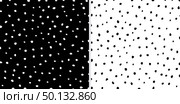 Set of Irregular black and white dots pattern background. Sketchy hand drawn graphic for fabric print, paper card, table cloth, fashion. Vector illustration. Стоковая иллюстрация, агентство Ingram Publishing / Фотобанк Лори