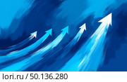 Dynamic upward momentum vibrant digital illustration of modern arrows in acrylic painting style against a deep blue gradient background. Стоковое AI-изображение, AI-художник Андрей Бакусов / Фотобанк Лори