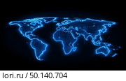 World map with detailed geographic features and grid layout displayed on a vibrant blue background. Стоковое AI-изображение, AI-художник Михаил Коханчиков / Фотобанк Лори